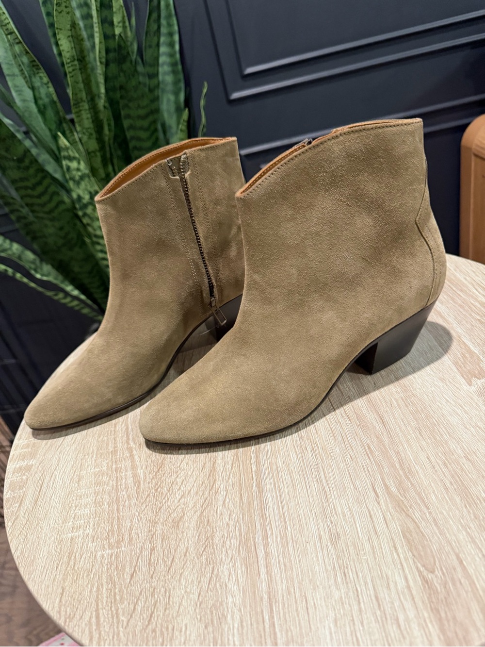 Isabel Marant Suede Ankle Booties in Olive